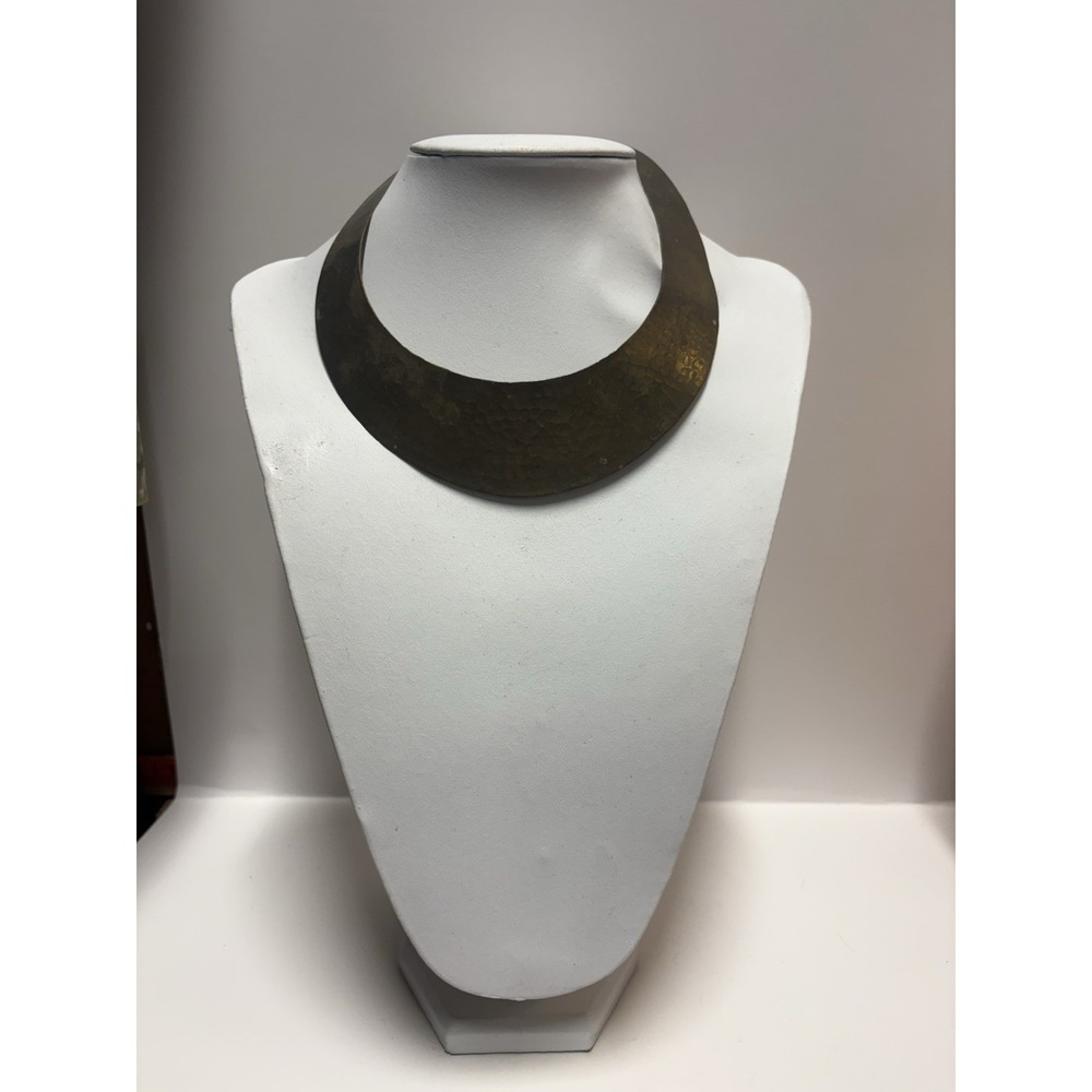 Necklace Vintage Hammered Brass Egyptian Style Collar Cuff Gold Tone‎ Patina